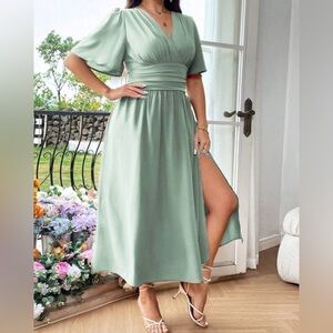 NWOT. Shein. Franclia Plus Size V-Neck Ruffle Waist Party Maxi Dress. Size 1XL.